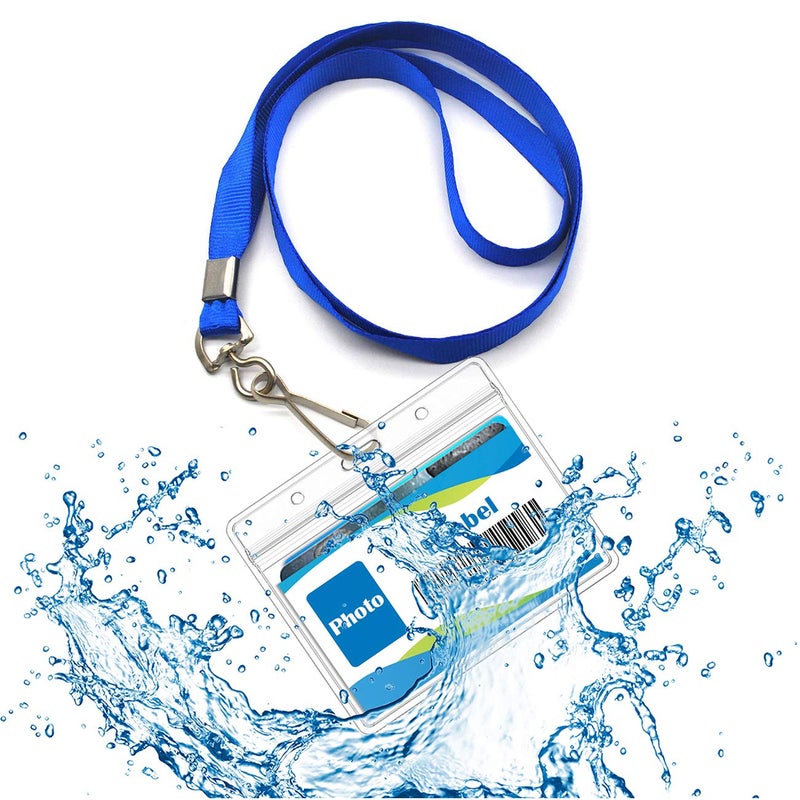 Beebel ID Badge Holder Lanyards with Waterproof Badge Card Bulk Lanyard for Name Tags Holders(Blue) - Image 4